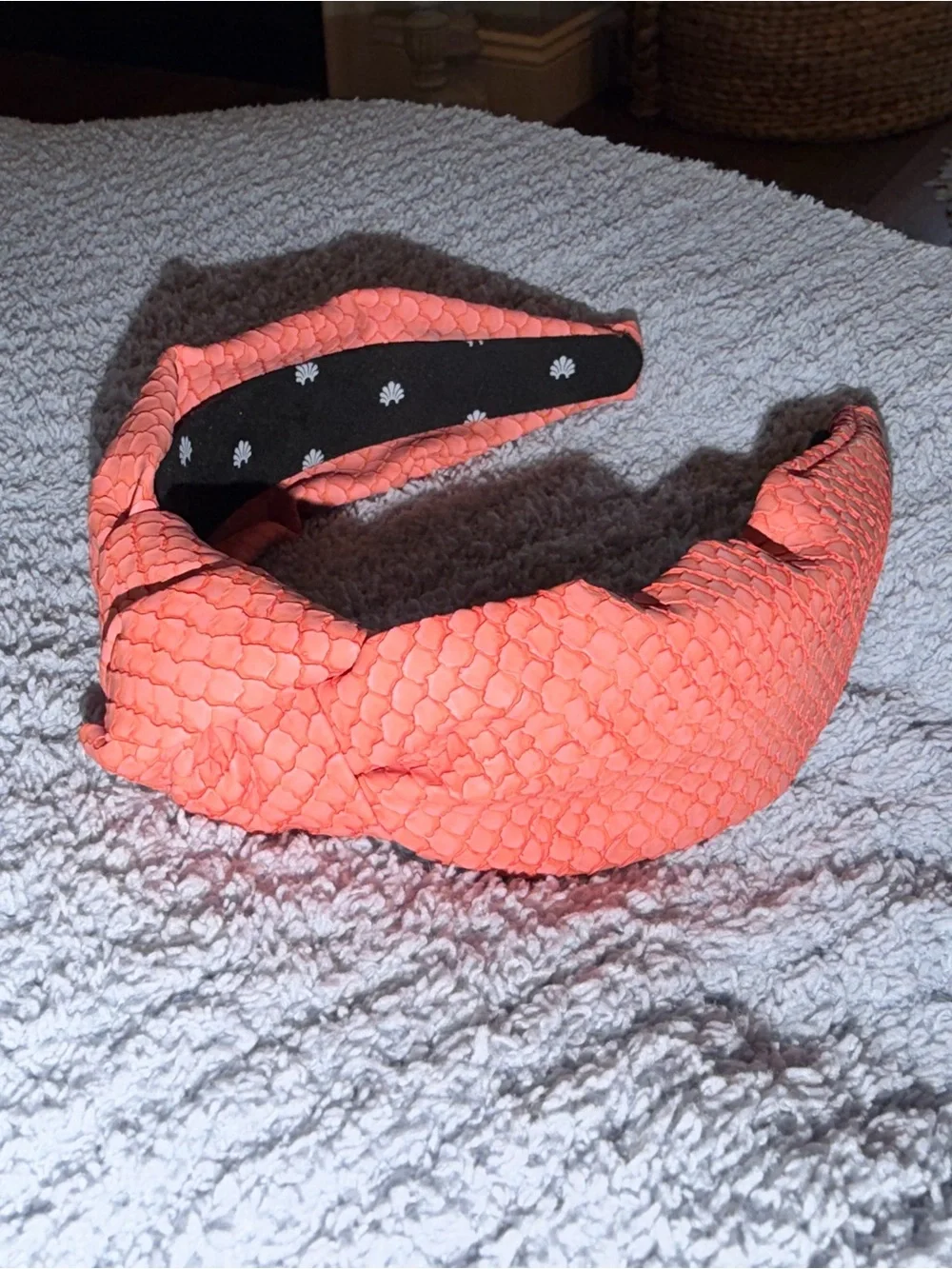 Lele Sadoughi Quilted Knotted Headband in Coral